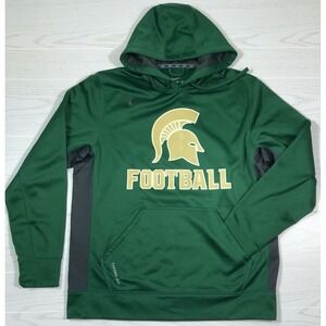Nike Michigan State Spartans Hoodie Mens L Green Fleece Therma-Fit Pockets